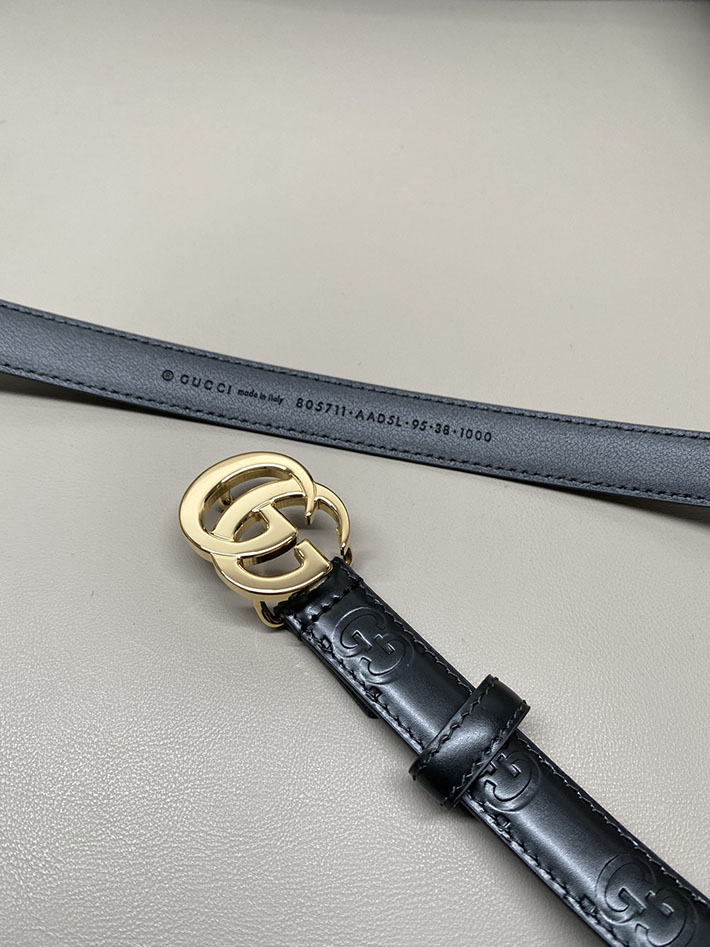 グッチ ベルト レディース 2025年新作 GUCCI グッチ ベルト レディース アウトレット 2515794 ブラック 本革 ゴールド金具 - 画像 (3)
