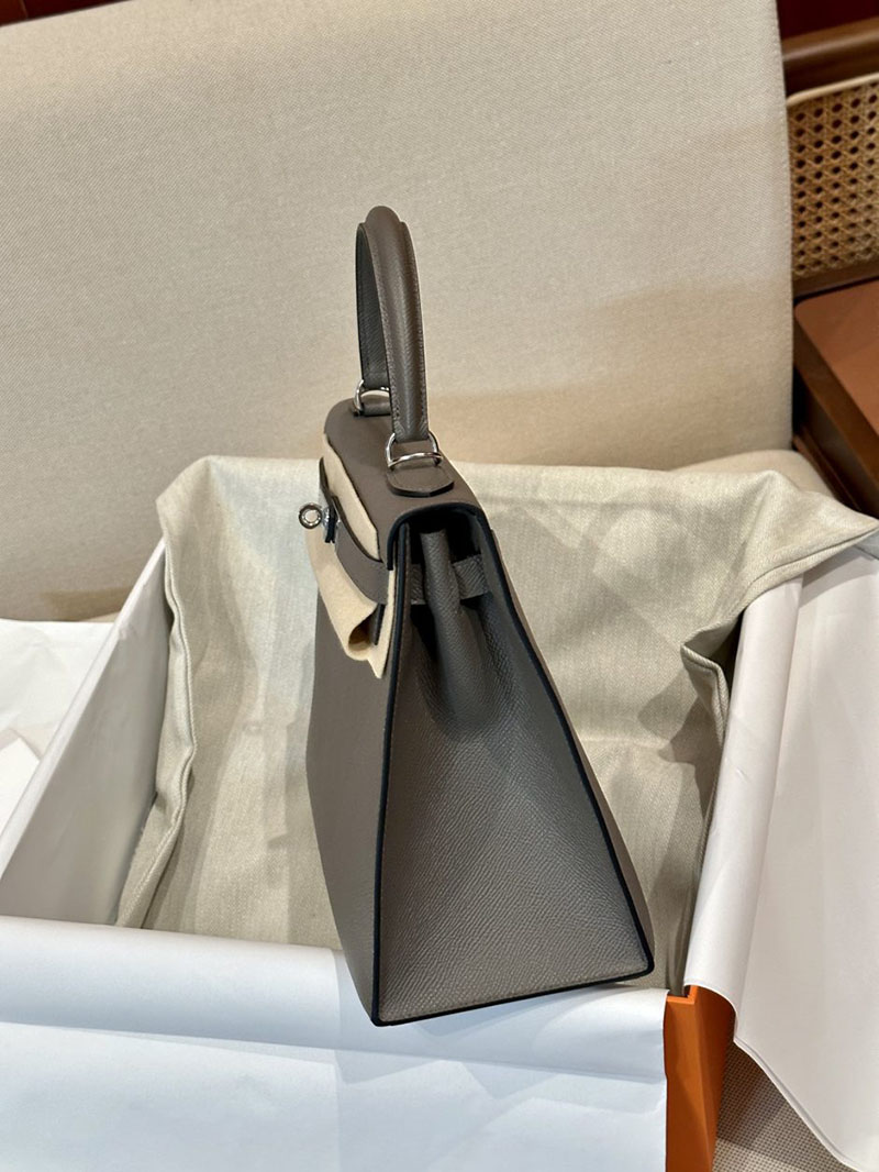 エルメス HERMES ケリー28 外縫い エタン ヴォーエプソン シルバー金具 2412865 エルメスケリー風バッグ - 画像 (2)