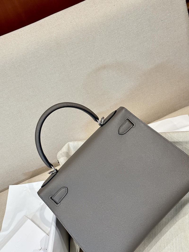 エルメス HERMES ケリー28 外縫い エタン ヴォーエプソン シルバー金具 2412865 エルメスケリー風バッグ - 画像 (9)