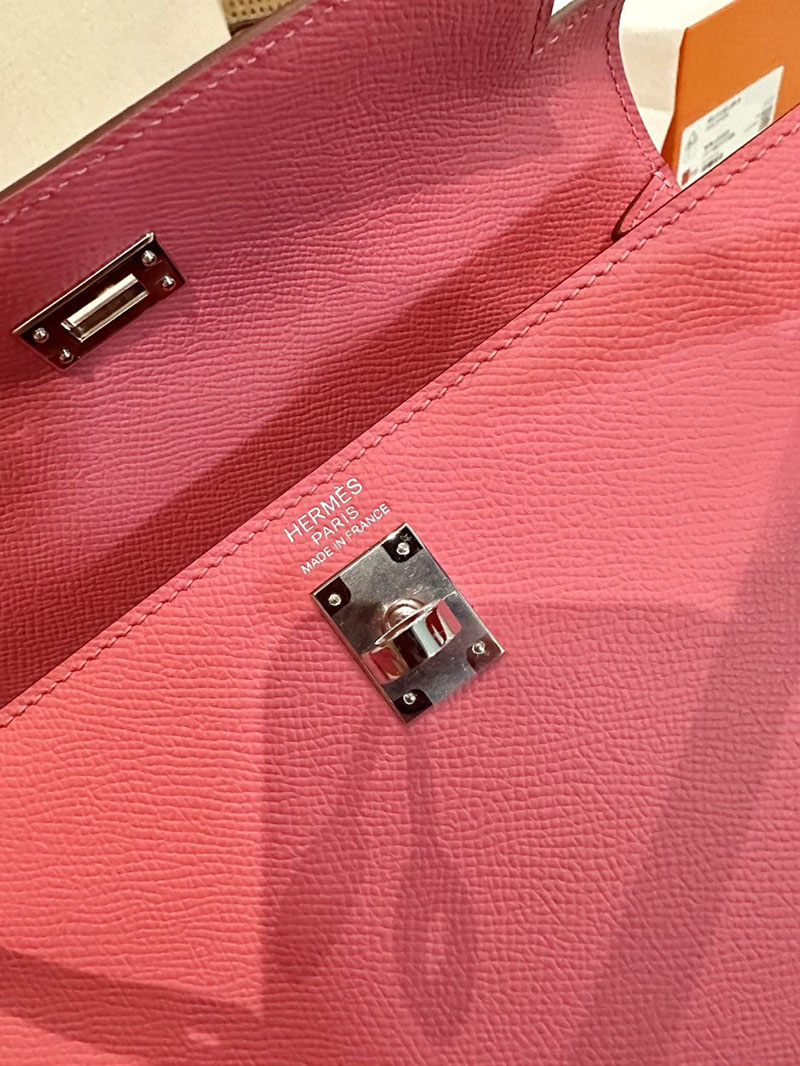 エルメス HERMES ケリー25 外縫い ローズアザレ ヴォーエプソン シルバー金具 2412866 エルメスケリー風バッグ - 画像 (9)