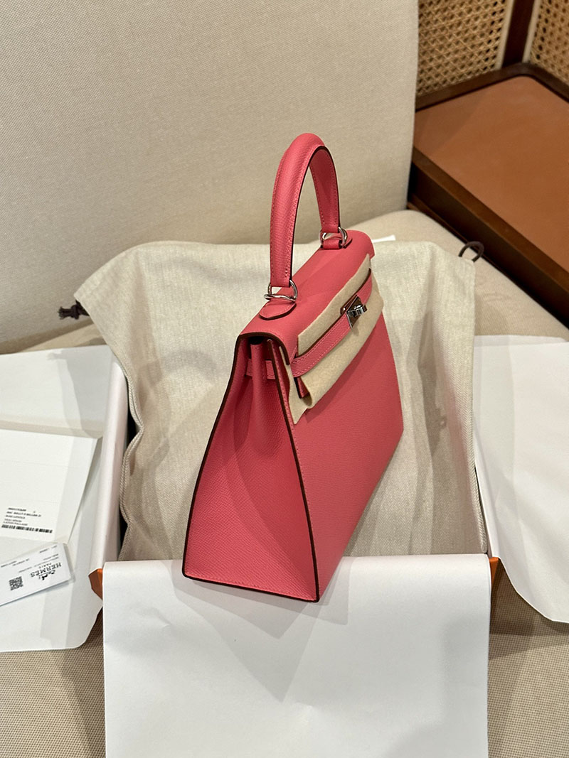 エルメス HERMES ケリー25 外縫い ローズアザレ ヴォーエプソン シルバー金具 2412866 エルメスケリー風バッグ - 画像 (7)