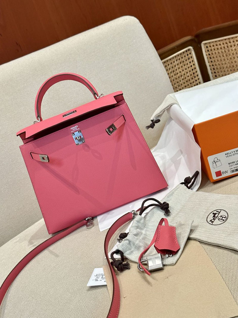 エルメス HERMES ケリー25 外縫い ローズアザレ ヴォーエプソン シルバー金具 2412866 エルメスケリー風バッグ - 画像 (5)