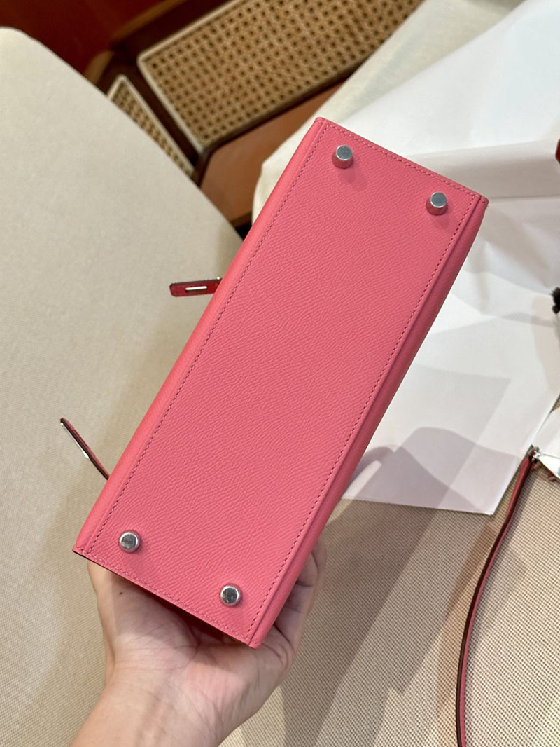 エルメス HERMES ケリー25 外縫い ローズアザレ ヴォーエプソン シルバー金具 2412866 エルメスケリー風バッグ - 画像 (3)