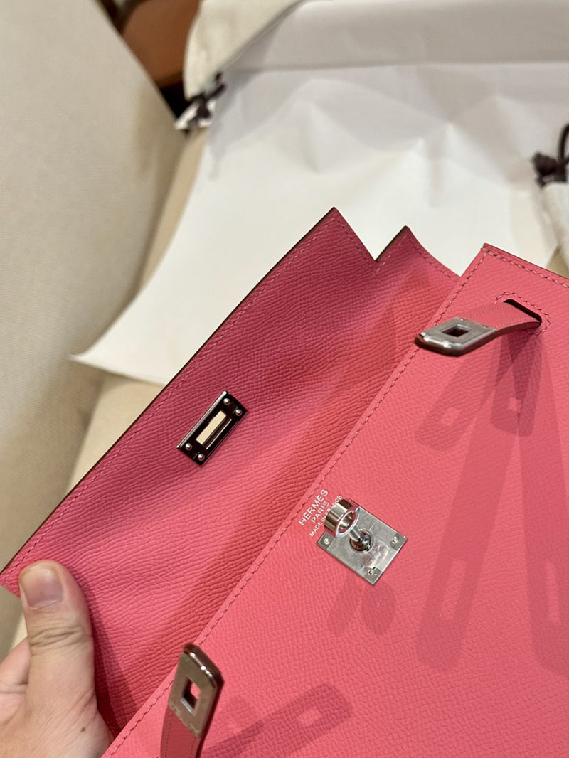 エルメス HERMES ケリー25 外縫い ローズアザレ ヴォーエプソン シルバー金具 2412866 エルメスケリー風バッグ - 画像 (2)