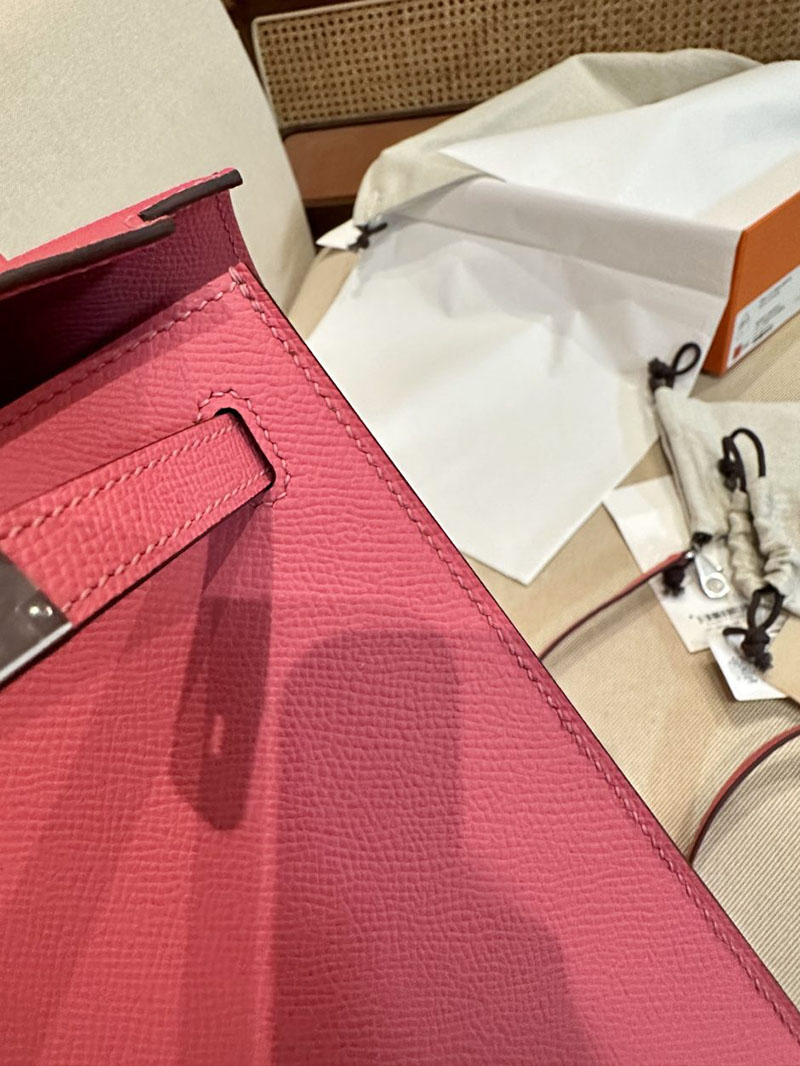 エルメス HERMES ケリー25 外縫い ローズアザレ ヴォーエプソン シルバー金具 2412866 エルメスケリー風バッグ - 画像 (17)