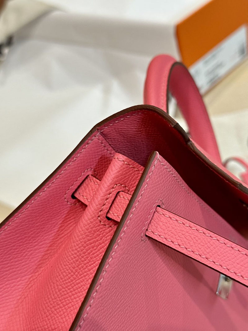 エルメス HERMES ケリー25 外縫い ローズアザレ ヴォーエプソン シルバー金具 2412866 エルメスケリー風バッグ - 画像 (16)