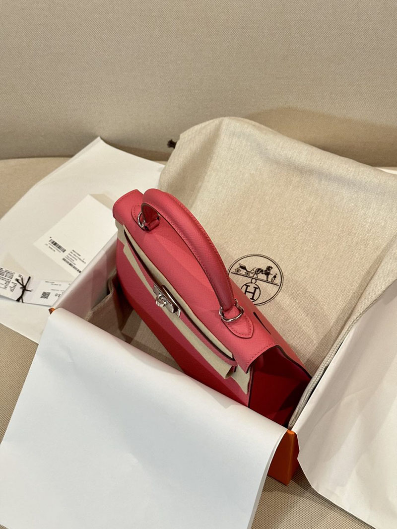 エルメス HERMES ケリー25 外縫い ローズアザレ ヴォーエプソン シルバー金具 2412866 エルメスケリー風バッグ - 画像 (15)