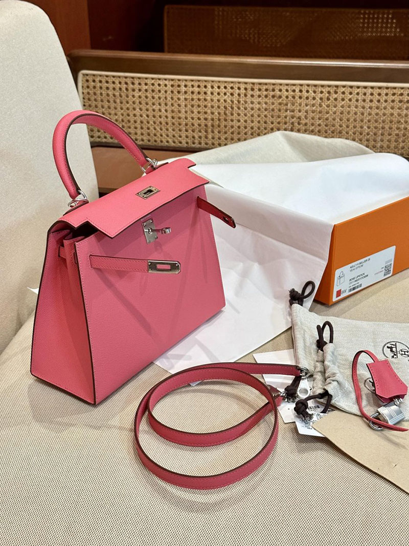 エルメス HERMES ケリー25 外縫い ローズアザレ ヴォーエプソン シルバー金具 2412866 エルメスケリー風バッグ - 画像 (14)