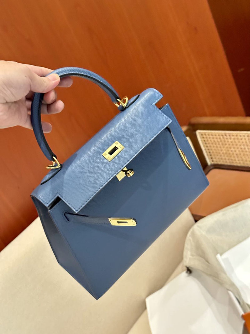エルメス HERMES ケリー25 外縫い ブルーアガット ヴォーエプソン ゴールド金具 2412868 エルメスケリー風バッグ - 画像 (13)