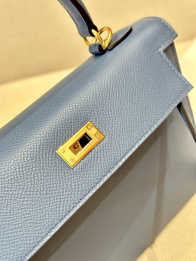 エルメス HERMES ケリー25 外縫い ブルーアガット ヴォーエプソン ゴールド金具 2412868 エルメスケリー風バッグ - 画像 (6)