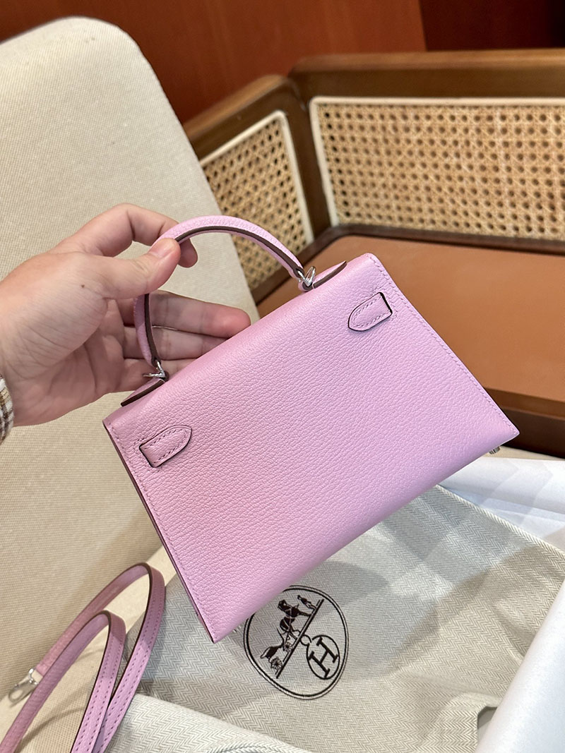 エルメス ケリーミニ 20 外縫い モーヴシルベストル シェブルミゾル シルバー金具 2412870 手提げバッグ 小さめおしゃれ - 画像 (15)