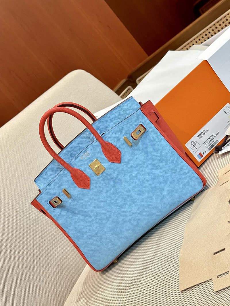 エルメス HERMES バーキン25 パーソナル セレステ/フュー ヴォーエプソン ゴールド金具 2412876 バーキン 定価 2024 - 画像 (14)