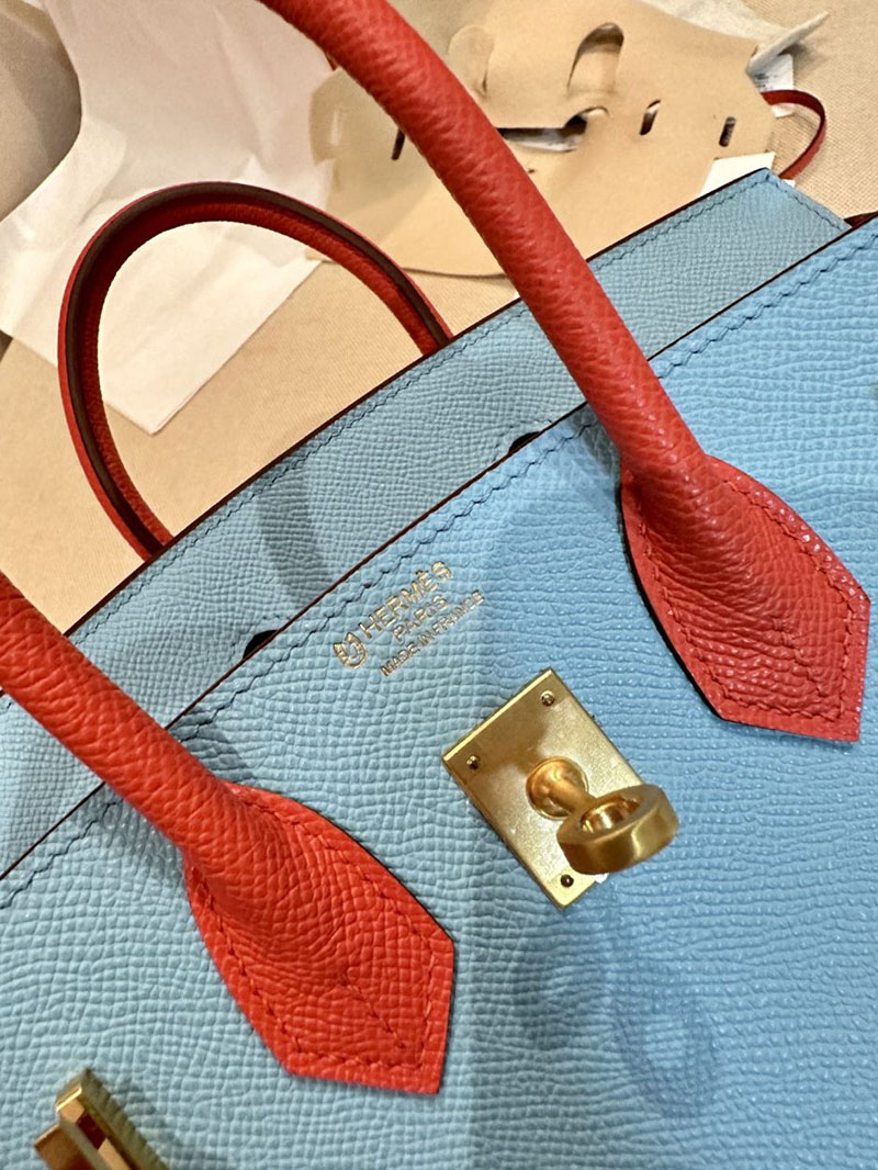 エルメス HERMES バーキン25 パーソナル セレステ/フュー ヴォーエプソン ゴールド金具 2412876 バーキン 定価 2024 - 画像 (12)