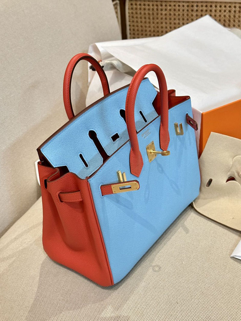 エルメス HERMES バーキン25 パーソナル セレステ/フュー ヴォーエプソン ゴールド金具 2412876 バーキン 定価 2024 - 画像 (11)