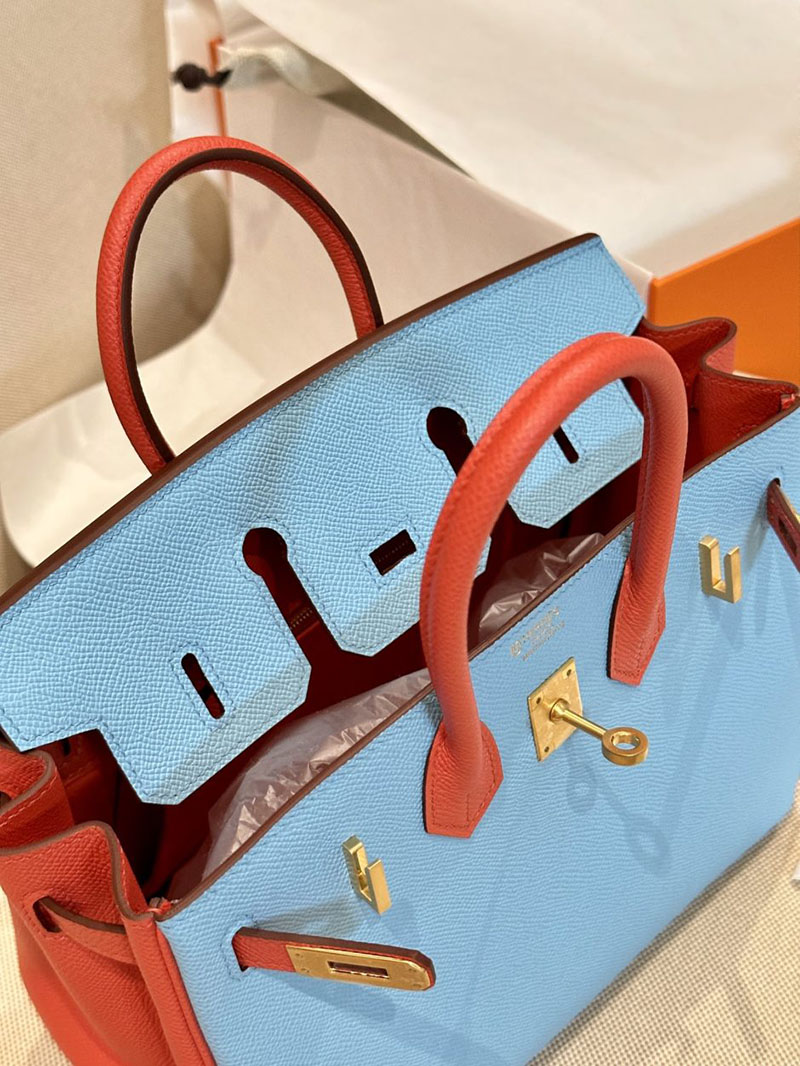 エルメス HERMES バーキン25 パーソナル セレステ/フュー ヴォーエプソン ゴールド金具 2412876 バーキン 定価 2024 - 画像 (9)