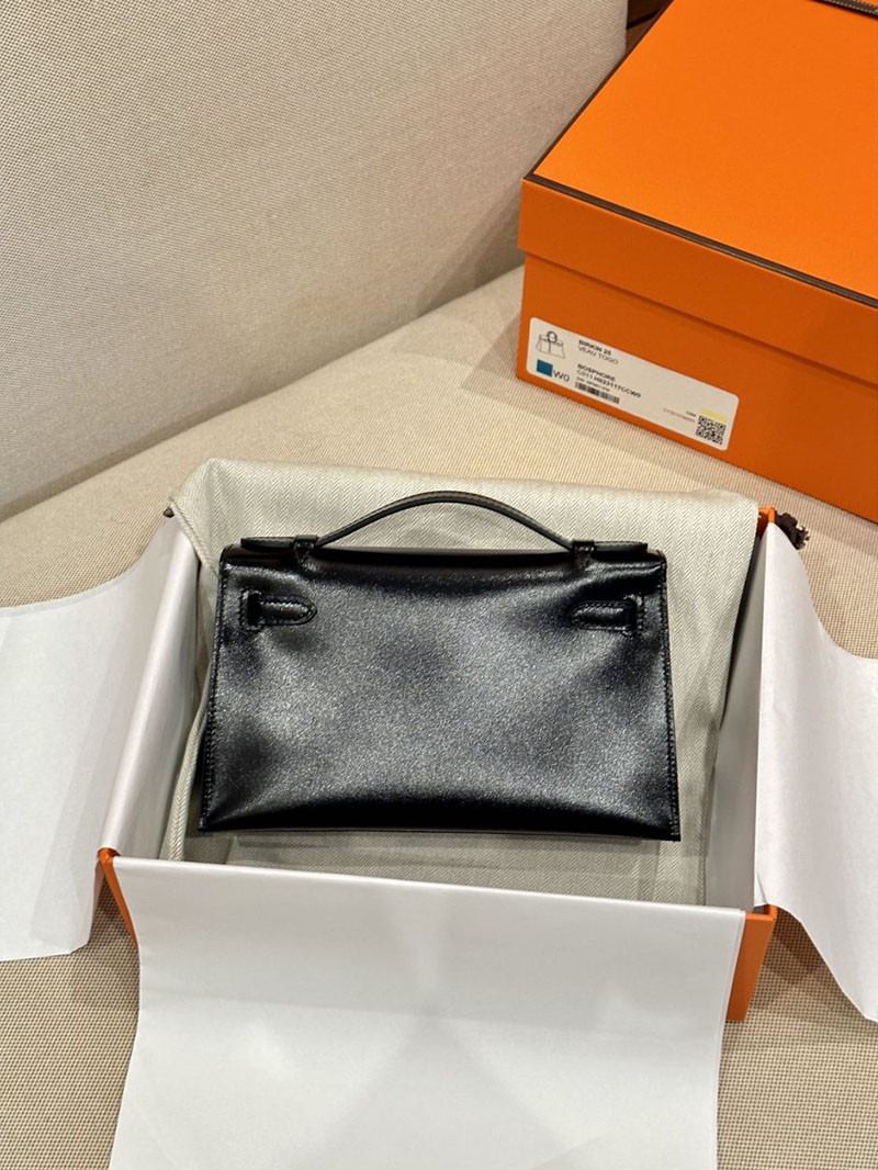 エルメス HERMES ポシェットケリー 黒 ブラック ボックスカーフ ゴールド金具 2412877 ポシェットケリー ストラップ - 画像 (4)