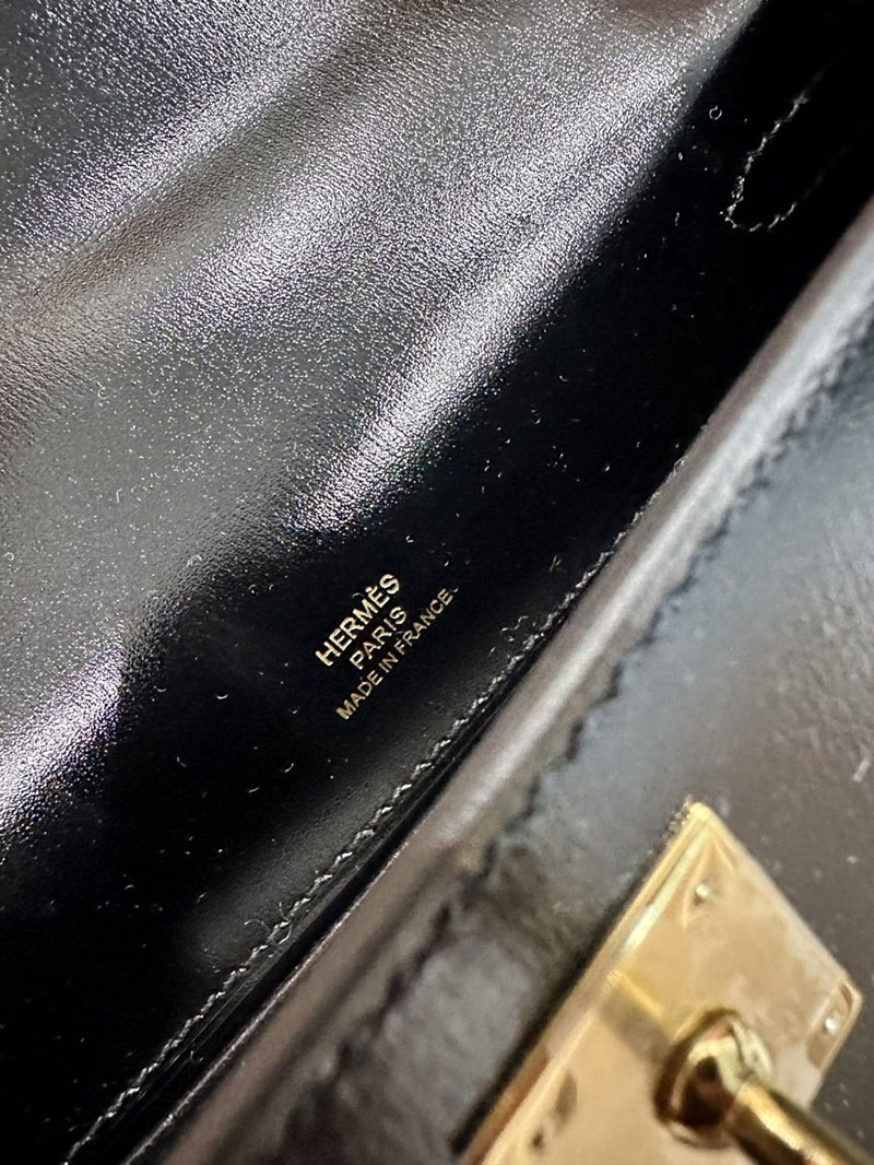 エルメス HERMES ポシェットケリー 黒 ブラック ボックスカーフ ゴールド金具 2412877 ポシェットケリー ストラップ - 画像 (9)