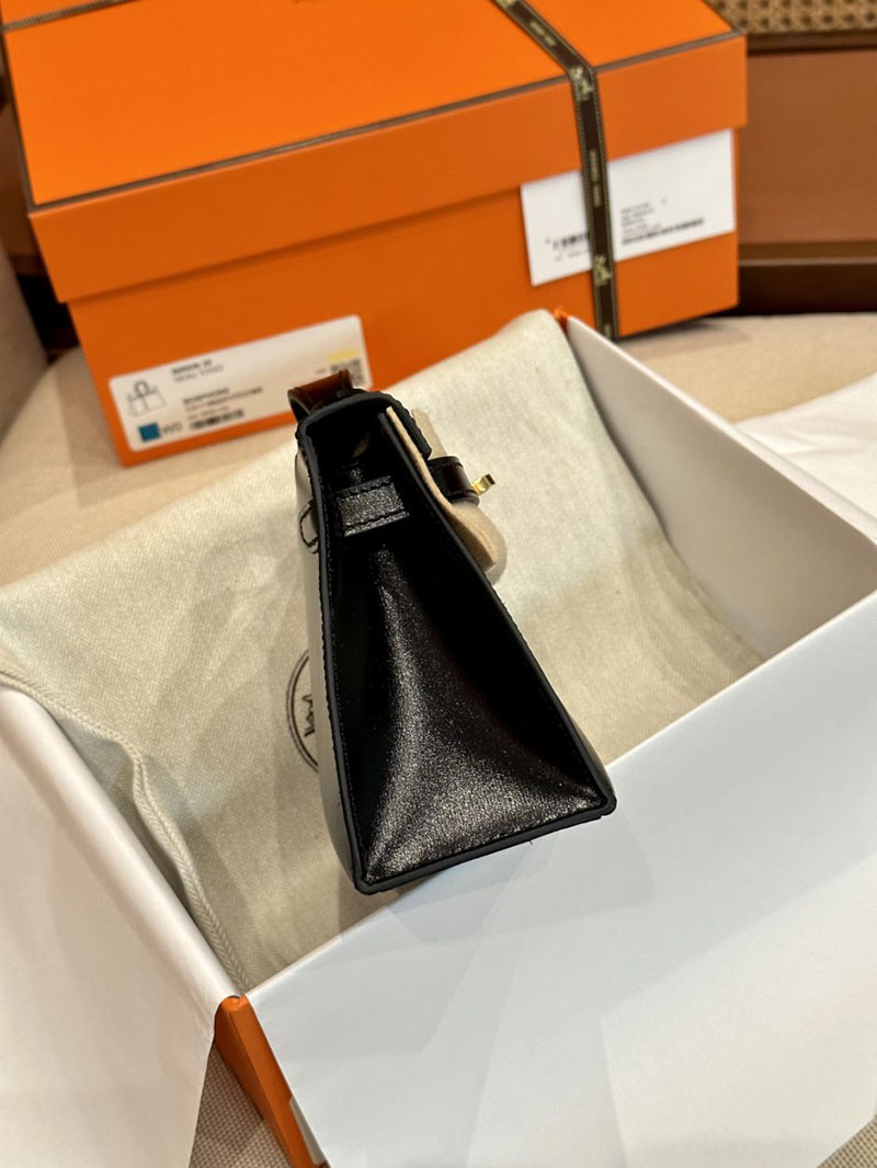 エルメス HERMES ポシェットケリー 黒 ブラック ボックスカーフ ゴールド金具 2412877 ポシェットケリー ストラップ - 画像 (5)