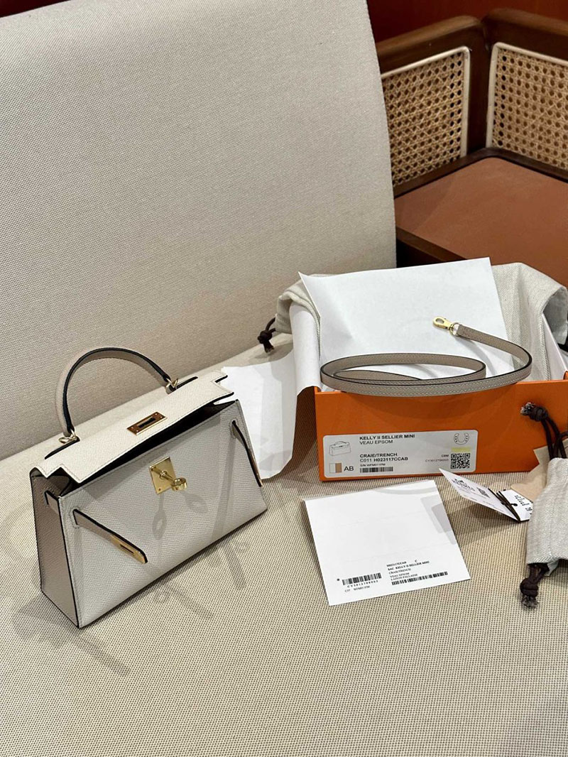エルメス ケリーミニ2 パーソナル クレ/トレンチ ヴォーエプソン ゴールド金具 2412879 ミニケリー 定価 - 画像 (2)