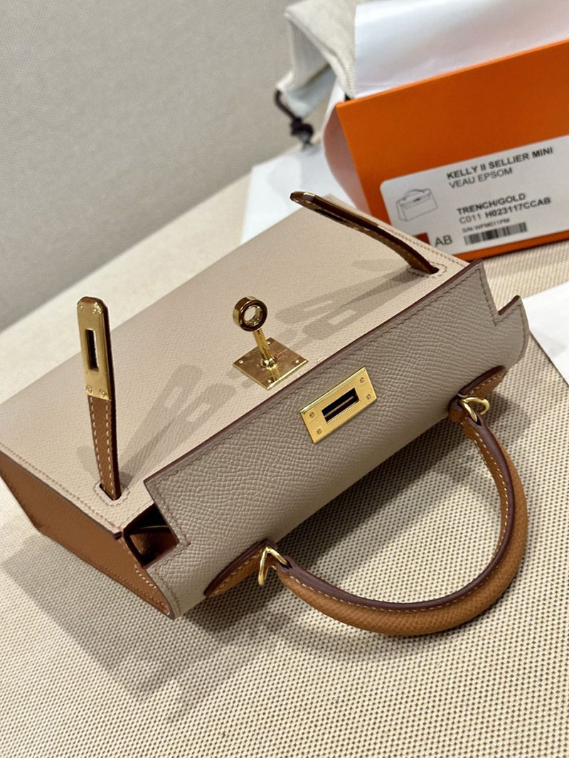 エルメス ケリーミニ2 パーソナル トレンチ/ゴールド ヴォーエプソン ゴールド金具 2412880 ミニケリー 定価 - 画像 (4)