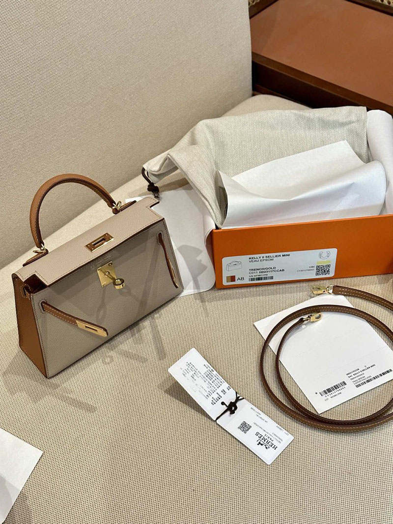 エルメス ケリーミニ2 パーソナル トレンチ/ゴールド ヴォーエプソン ゴールド金具 2412880 ミニケリー 定価 - 画像 (13)