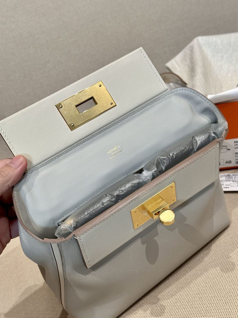 エルメス 24/24 ミニ 定価 エルメス ミニ ヴァンキャトル パールグレー/クレ エバーカラー/スイフト ゴールド金具 2412884 - 画像 (7)