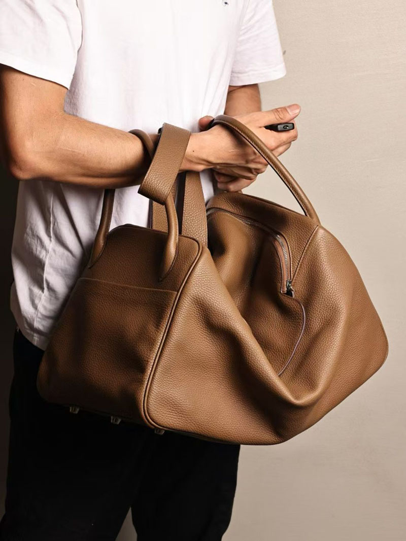 エルメスメンズバッグショルダー HERMES リンディ45 ベージュドゥワイマール トリヨンクレマンス シルバー金具 2412886 - 画像 (3)