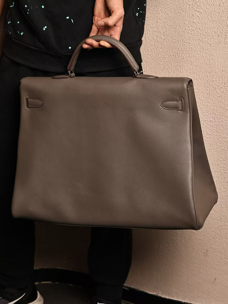 エルメス ケリー50 定価 HERMES ケリー50 メンズ 黒 ブラック スイフト シルバー金具 2412888 エルメス ケリー メンズ ショルダー - 画像 (7)