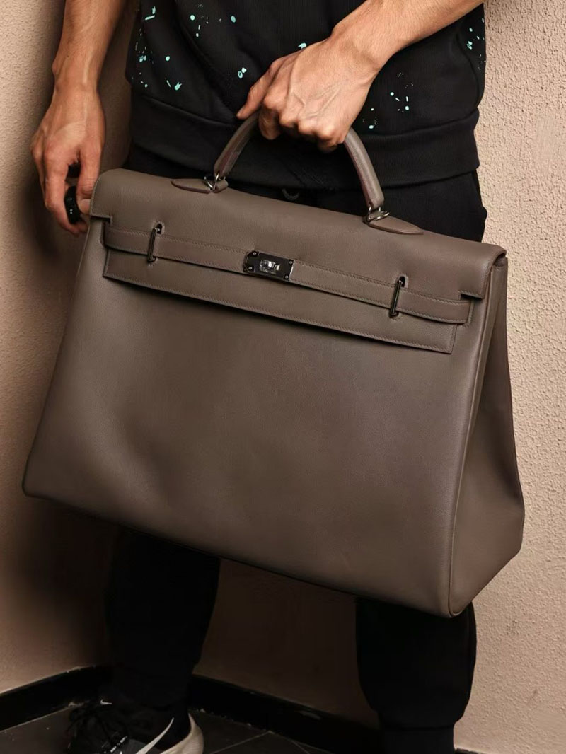 エルメス ケリー50 定価 HERMES ケリー50 メンズ 黒 ブラック スイフト シルバー金具 2412888 エルメス ケリー メンズ ショルダー - 画像 (6)