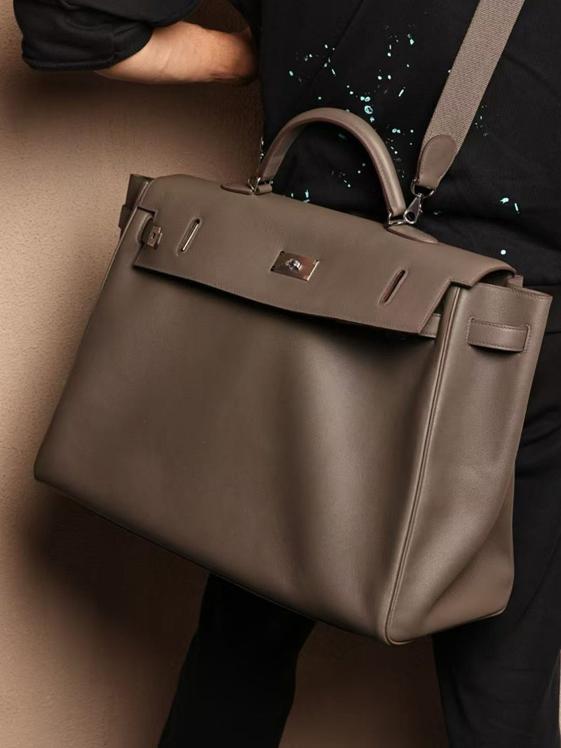 エルメス ケリー50 定価 HERMES ケリー50 メンズ 黒 ブラック スイフト シルバー金具 2412888 エルメス ケリー メンズ ショルダー - 画像 (3)