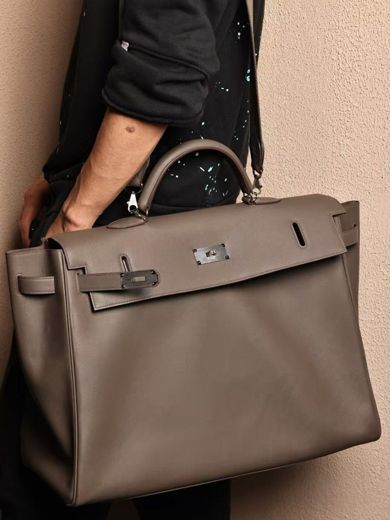 エルメス ケリー50 定価 HERMES ケリー50 メンズ 黒 ブラック スイフト シルバー金具 2412888 エルメス ケリー メンズ ショルダー - 画像 (2)