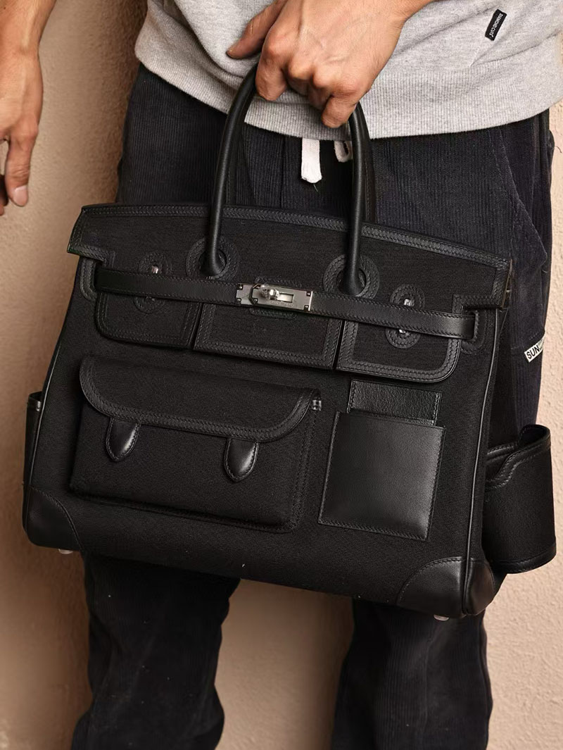 エルメス HERMES バーキン 35cm カーゴ 黒 ブラック トワルゴエラン×スイフト シルバー金具 2412891 バーキン カーゴ35 定価 - 画像 (9)