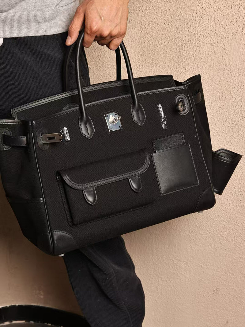 エルメス HERMES バーキン 35cm カーゴ 黒 ブラック トワルゴエラン×スイフト シルバー金具 2412891 バーキン カーゴ35 定価 - 画像 (7)
