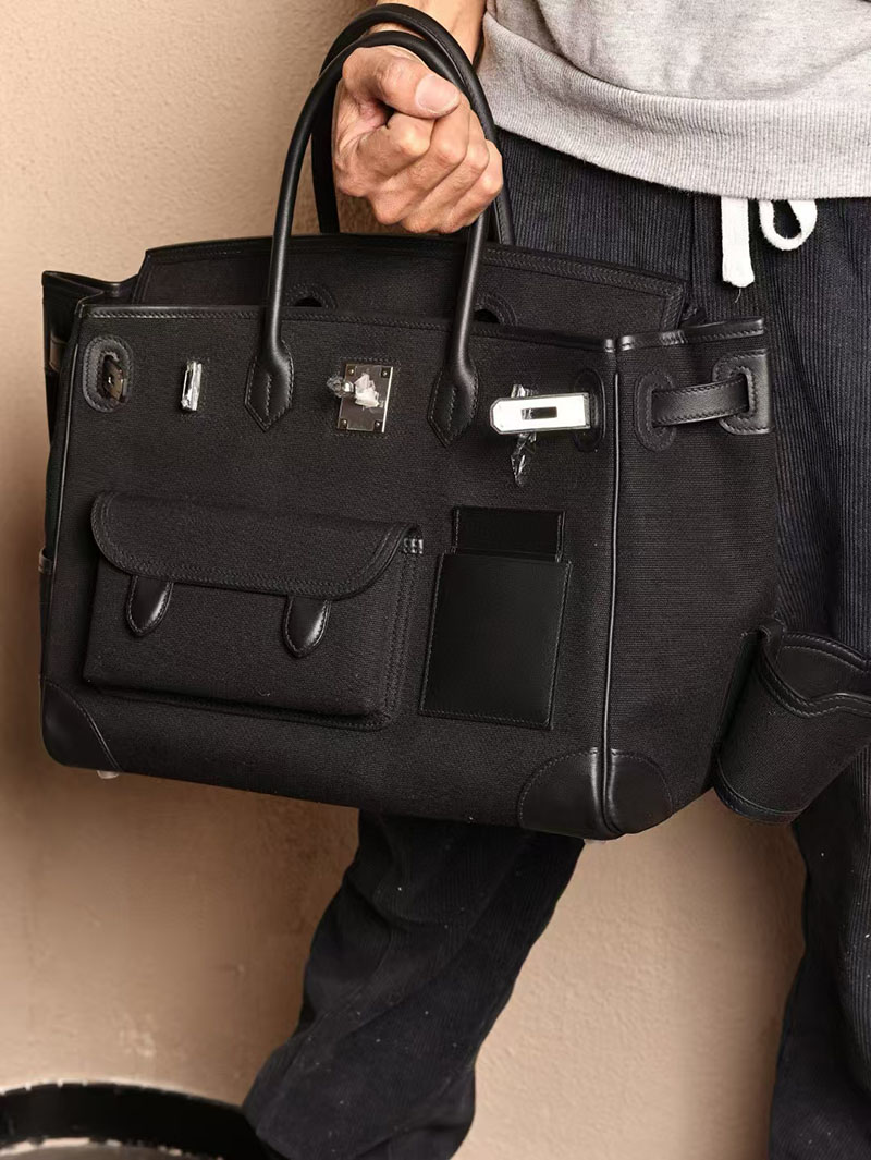 エルメス HERMES バーキン 35cm カーゴ 黒 ブラック トワルゴエラン×スイフト シルバー金具 2412891 バーキン カーゴ35 定価 - 画像 (5)