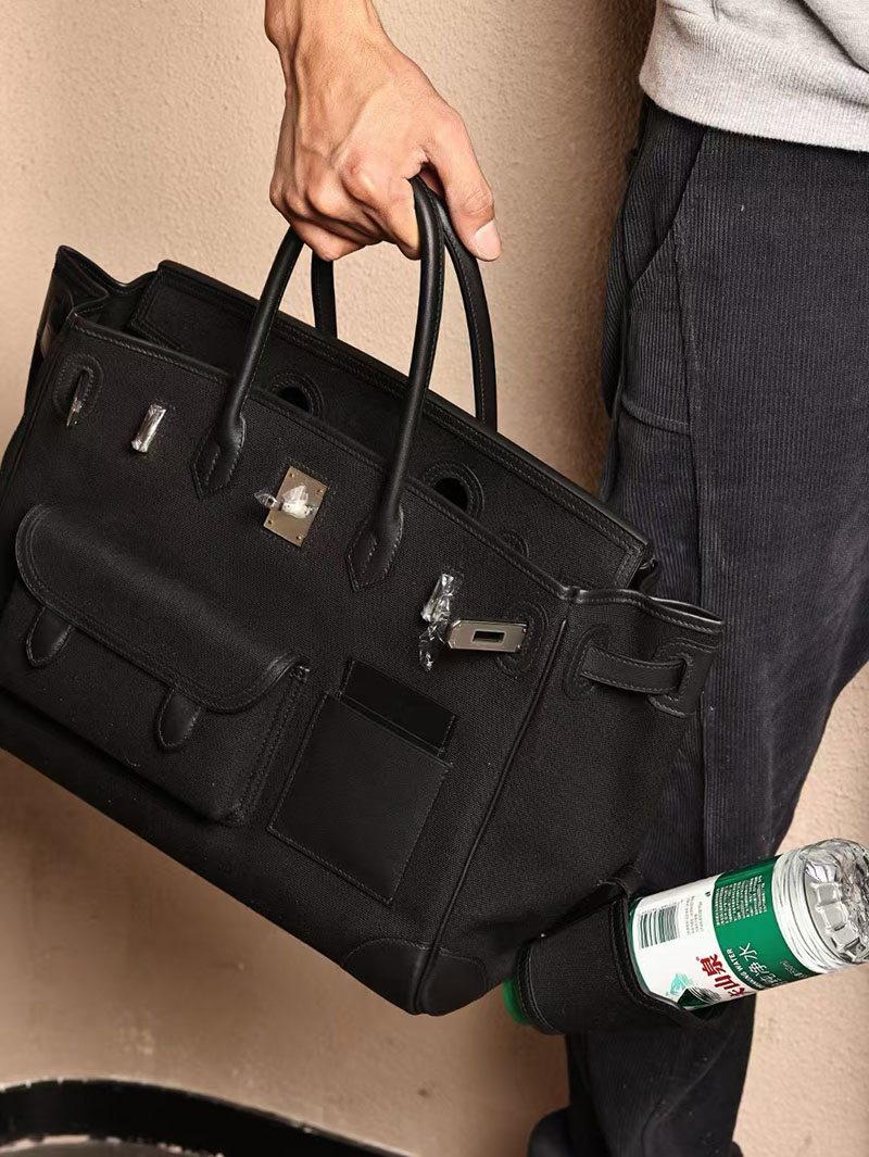 エルメス HERMES バーキン 35cm カーゴ 黒 ブラック トワルゴエラン×スイフト シルバー金具 2412891 バーキン カーゴ35 定価 - 画像 (4)