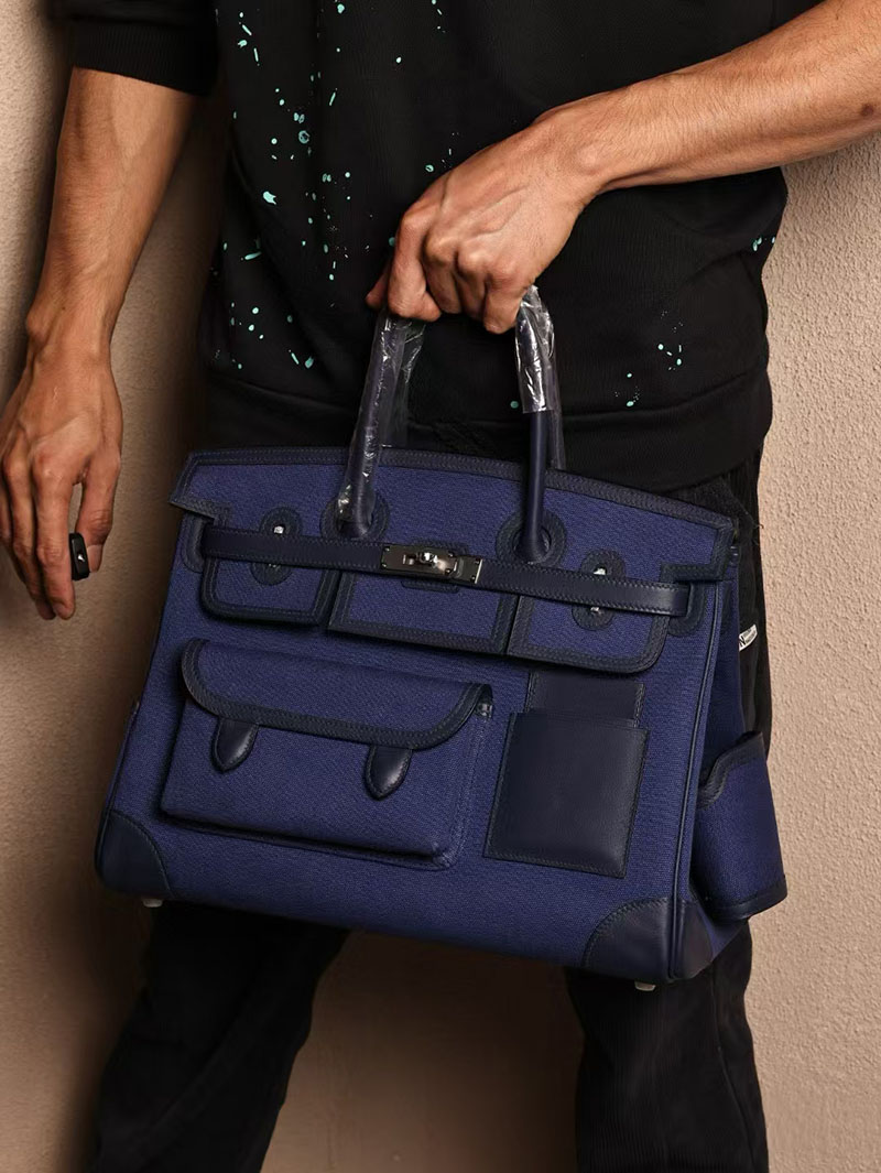 エルメス HERMES バーキン 35cm カーゴ ブルーニュイ トワルゴエラン×スイフト シルバー金具 2412892 バーキン カーゴ35 定価 - 画像 (9)