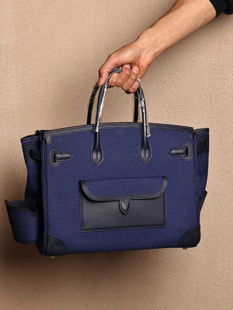 エルメス HERMES バーキン 35cm カーゴ ブルーニュイ トワルゴエラン×スイフト シルバー金具 2412892 バーキン カーゴ35 定価 - 画像 (8)