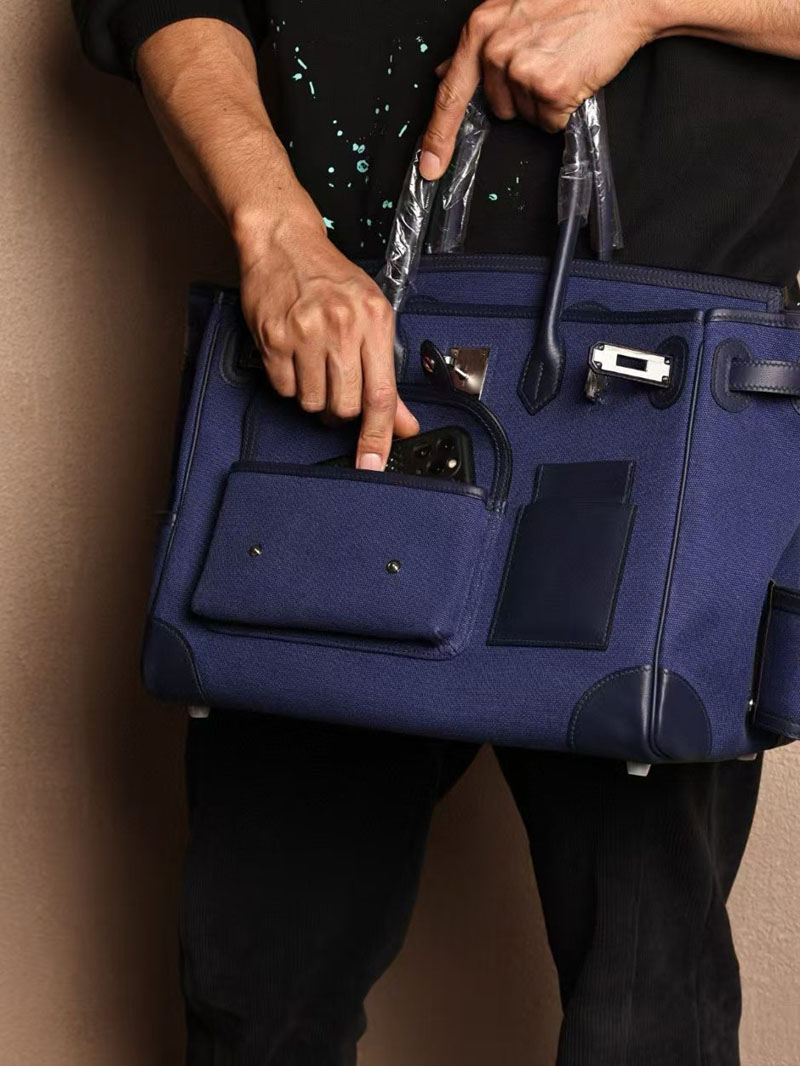 エルメス HERMES バーキン 35cm カーゴ ブルーニュイ トワルゴエラン×スイフト シルバー金具 2412892 バーキン カーゴ35 定価 - 画像 (7)