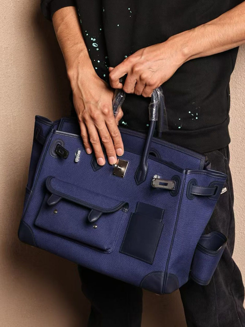 エルメス HERMES バーキン 35cm カーゴ ブルーニュイ トワルゴエラン×スイフト シルバー金具 2412892 バーキン カーゴ35 定価 - 画像 (5)