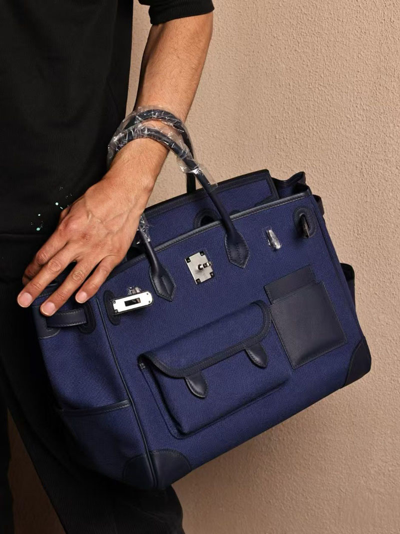 エルメス HERMES バーキン 35cm カーゴ ブルーニュイ トワルゴエラン×スイフト シルバー金具 2412892 バーキン カーゴ35 定価 - 画像 (4)