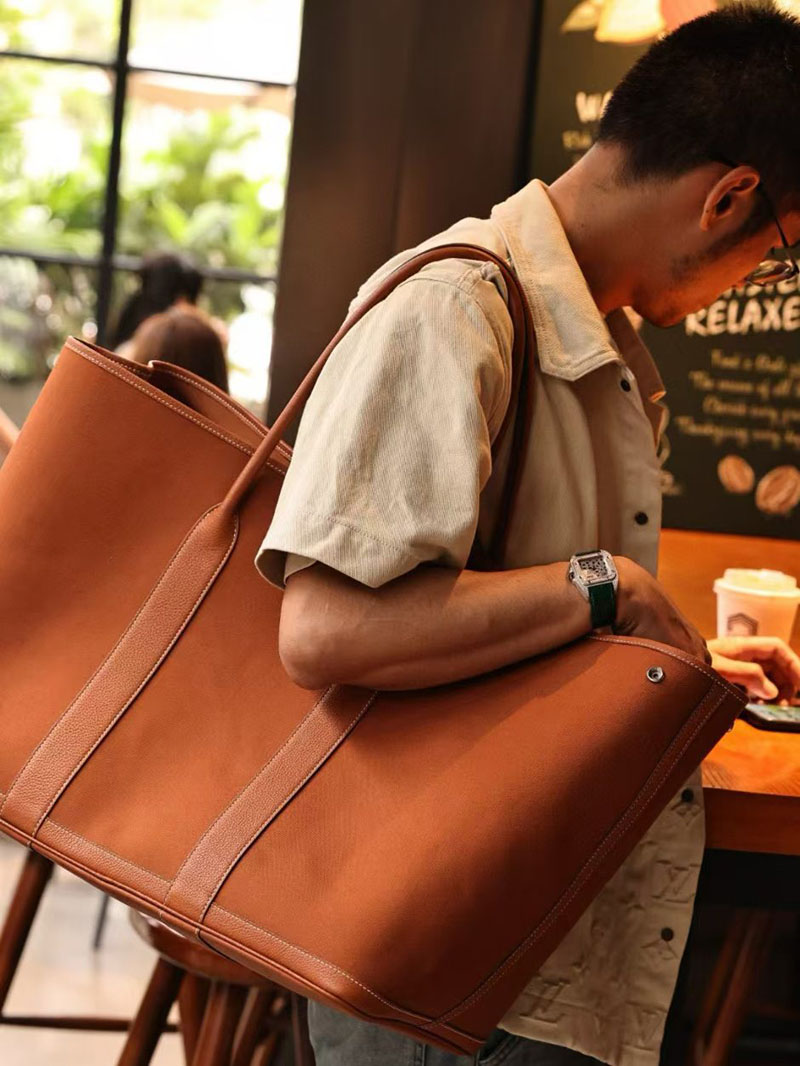 エルメス HERMES ガーデンパーティ 49 GM ゴールド ツイルアッシュ/ネゴンダ シルバー金具 2412898 エルメス トートバッグ メンズ - 画像 (5)