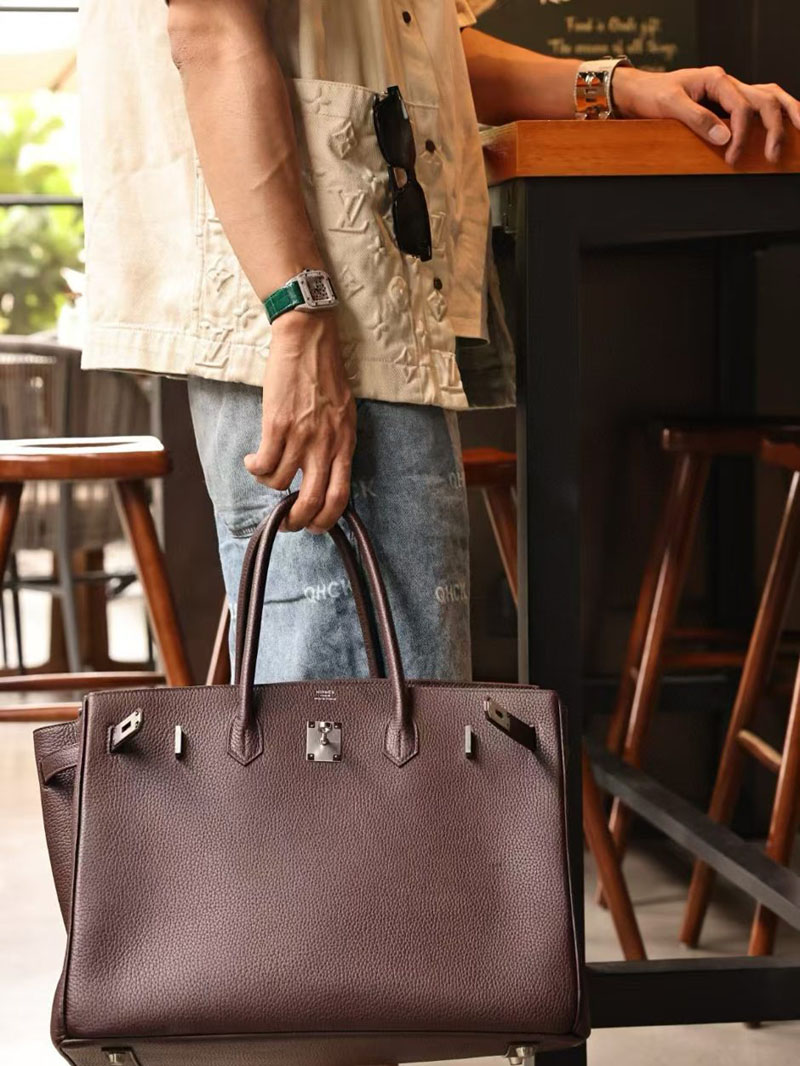 エルメス HERMES バーキン40 ルージュセリエ トリヨンクレマンス シルバー金具 2412899 バーキン 男が持つ - 画像 (5)