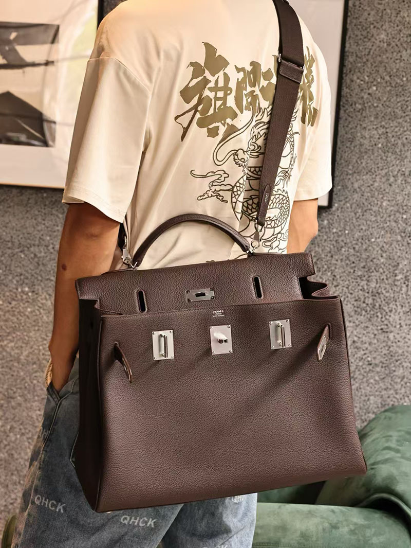 エルメス メンズバッグ 人気 HERMES ケリー 42cm 内縫い エベンヌ トゴ シルバー金具 2412901 ケリーバッグ メンズ - 画像 (11)
