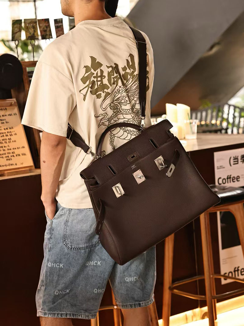 エルメス メンズバッグ 人気 HERMES ケリー 42cm 内縫い エベンヌ トゴ シルバー金具 2412901 ケリーバッグ メンズ - 画像 (10)