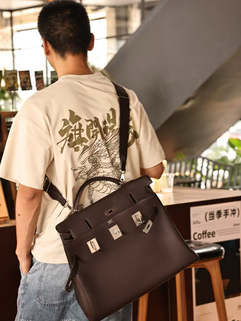 エルメス メンズバッグ 人気 HERMES ケリー 42cm 内縫い エベンヌ トゴ シルバー金具 2412901 ケリーバッグ メンズ - 画像 (7)