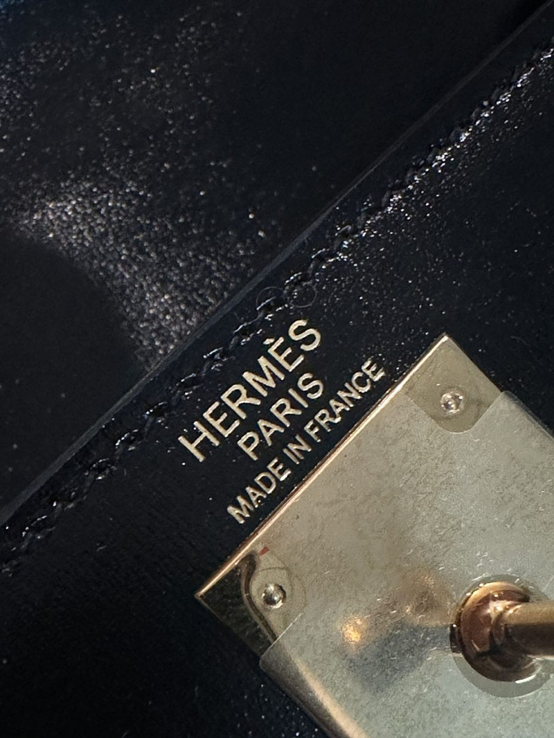 エルメス HERMES ケリー28 外縫い 黒 ブラック ボックスカーフ ゴールド金具 2412906 ケリー28 ボックスカーフ - 画像 (6)