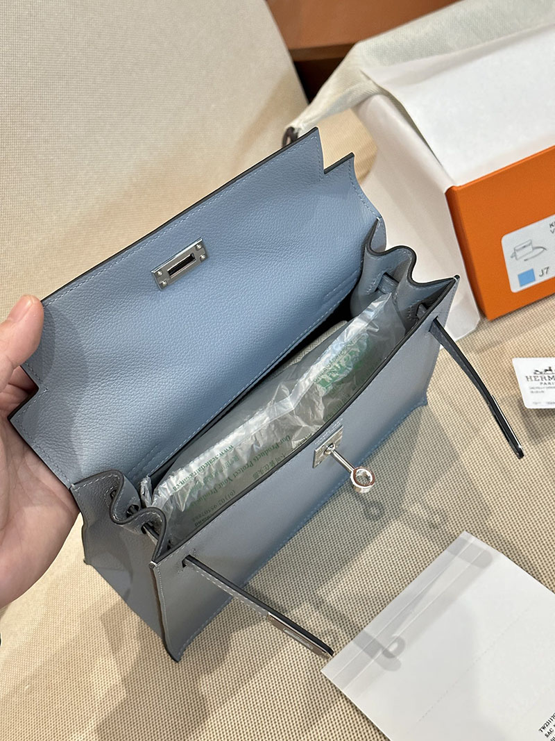 エルメスケリーリュック HERMES エルメス ケリーダンス2 ブルーラン エバーカラー シルバー金具 2412910 - 画像 (7)