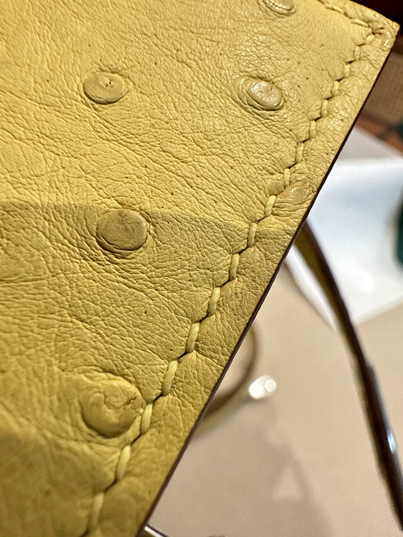 エルメス HERMES ケリーミニ 20 外縫い ライム オーストリッチ シルバー金具 2412919 ミニバッグ ショルダー 軽い - 画像 (4)