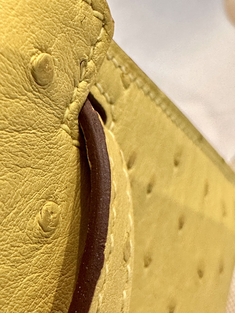 エルメス HERMES ケリーミニ 20 外縫い ライム オーストリッチ シルバー金具 2412919 ミニバッグ ショルダー 軽い - 画像 (2)