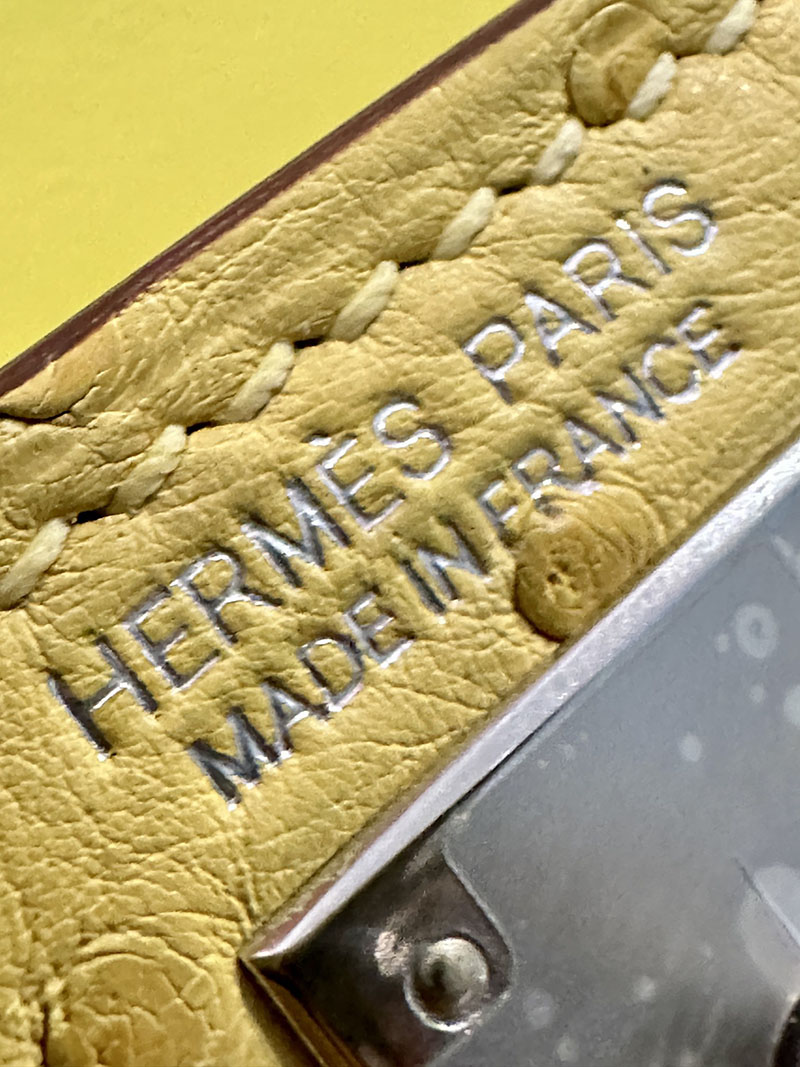 エルメス HERMES ケリーミニ 20 外縫い ライム オーストリッチ シルバー金具 2412919 ミニバッグ ショルダー 軽い - 画像 (12)